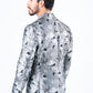 Men's Double Button Black Flowers Print Blazer