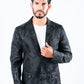 Men's Double Button Black Flowers Print Blazer