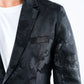 Men's Double Button Black Flowers Print Blazer