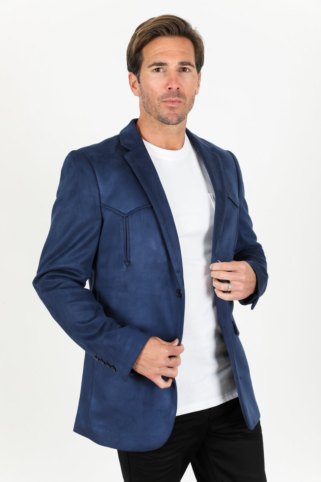 Blue suede shop blazer