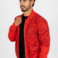 Men's Red Rhinestone Bomber Jacket