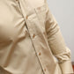 Men’s Single Pocket Logo Modern Fit Stretch Dress Shirt - Beige