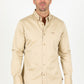 Men’s Single Pocket Logo Modern Fit Stretch Dress Shirt - Beige