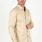 Men’s Single Pocket Logo Modern Fit Stretch Dress Shirt - Beige