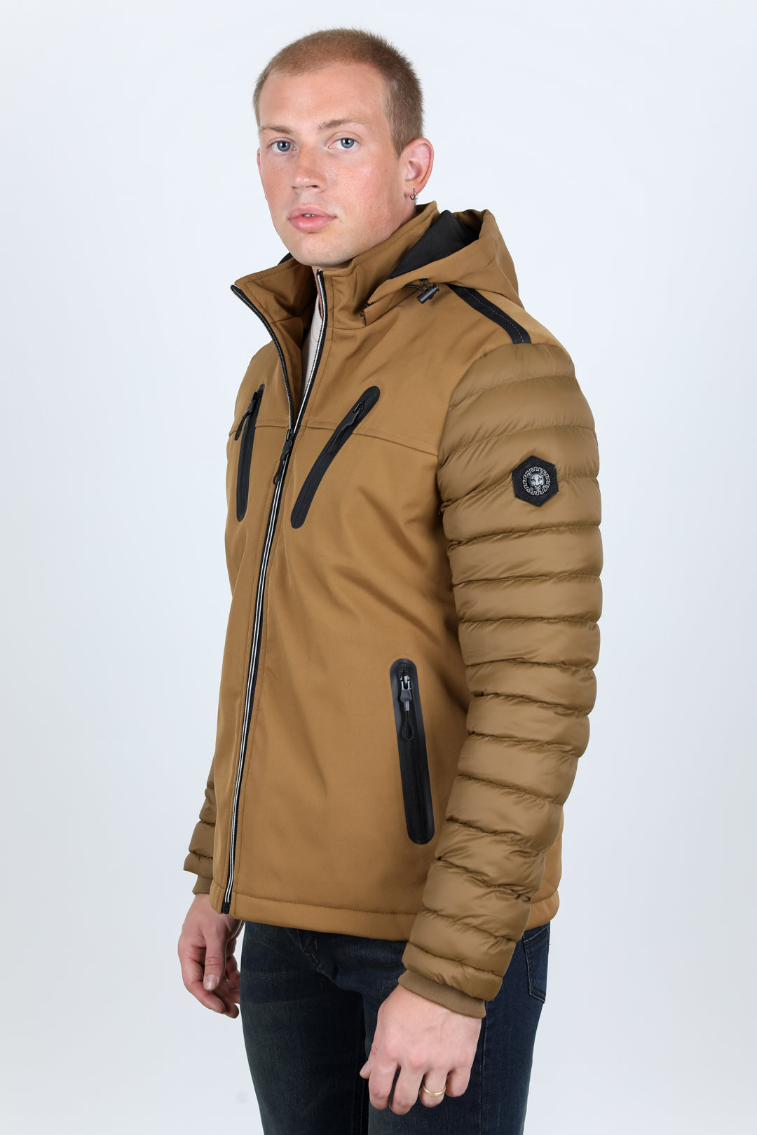 Men s Insulated Lightweight Water Resistant Softshell Jacket Camel Platini Fashion