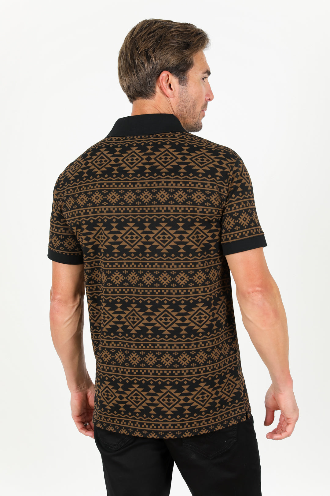 Men's Cotton Modern Fit Black Aztec Printed Polo – Platini Fashion