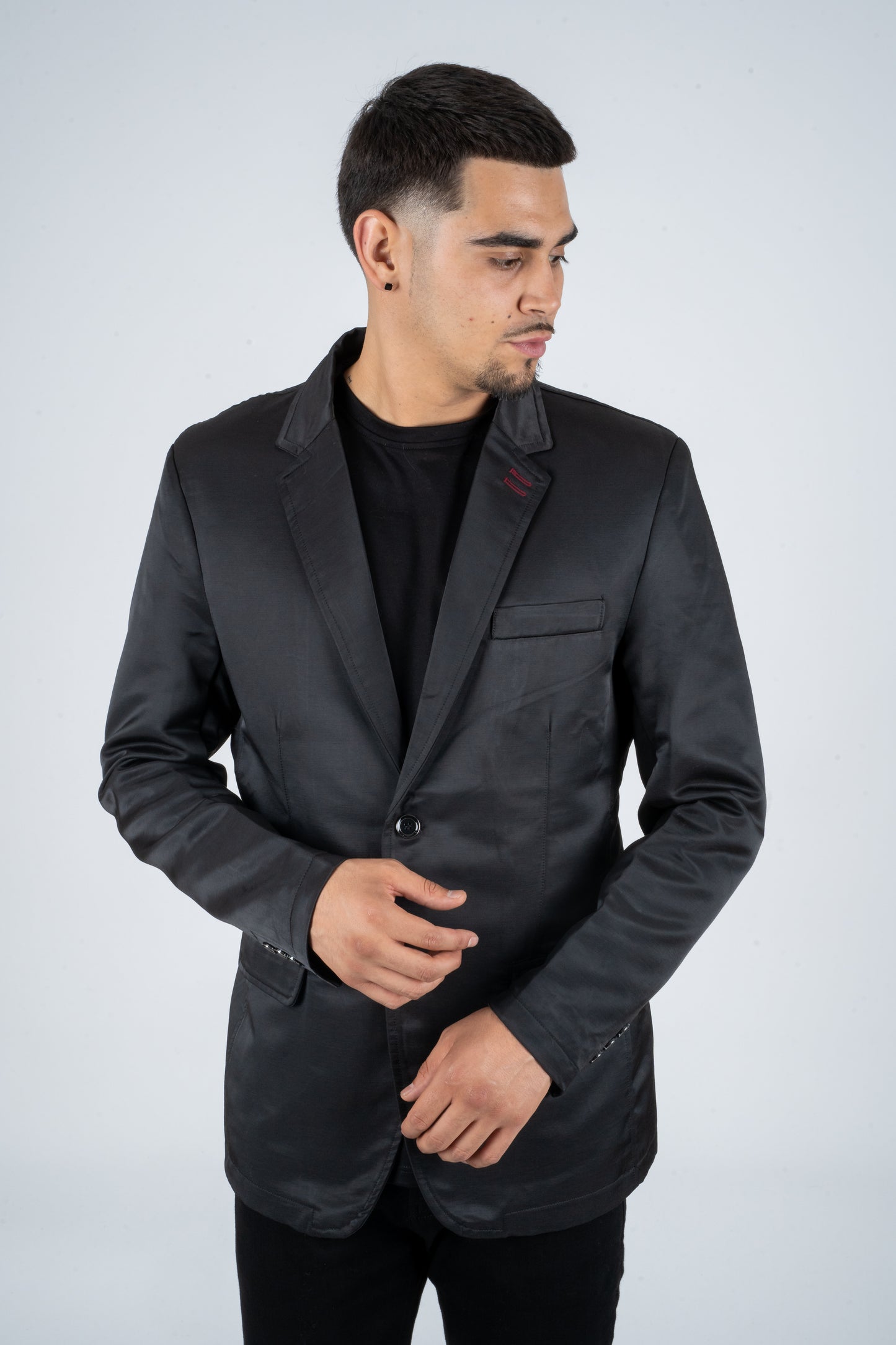 Men's Double Button Black Blazer