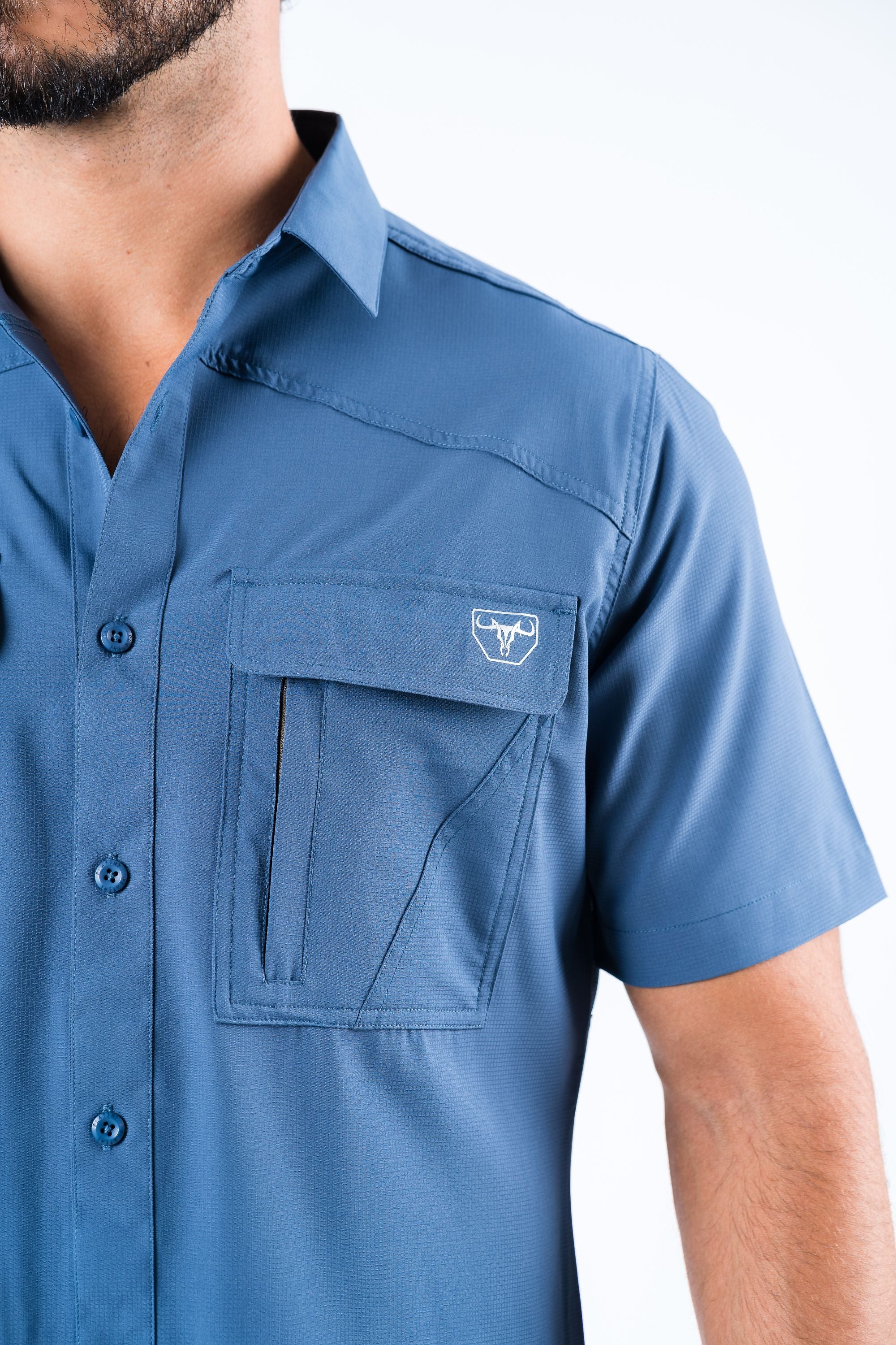 Blue short sleeve sales shirt