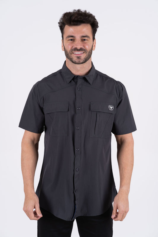 Men's Fishing Charcoal Short Sleeve Shirt