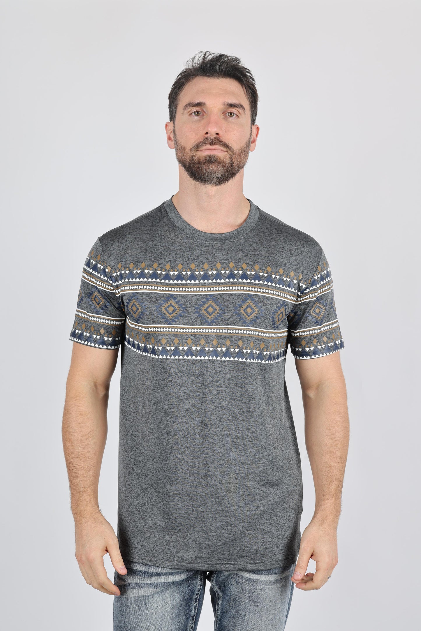 Mens Performance Fabric Modern Fit Stretch Aztec T-Shirt