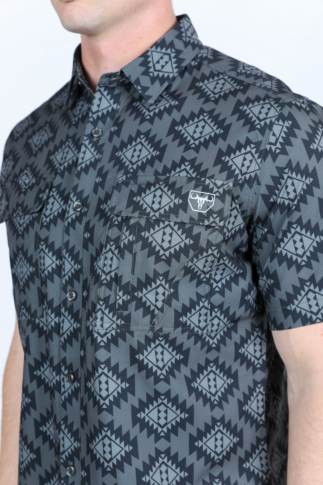 Mens Classic Fit Performance Short Sleeve Aztec Print Shirt