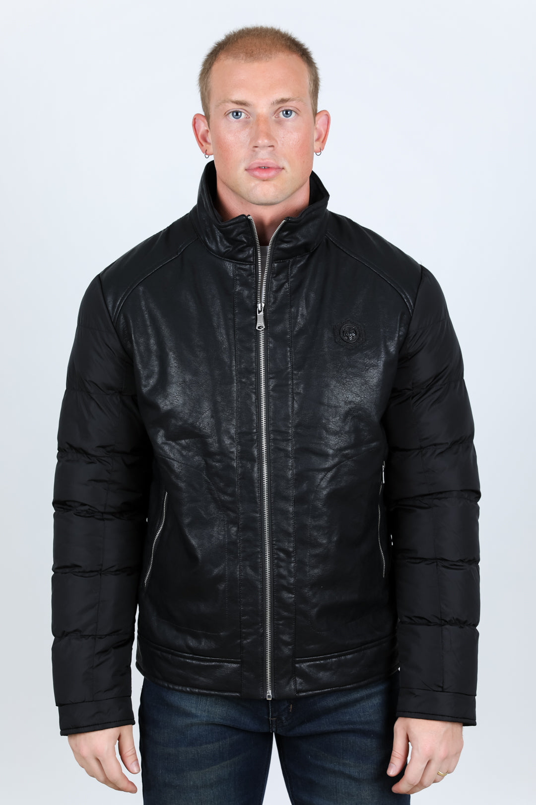 Mens Faux Leather Coat - Black