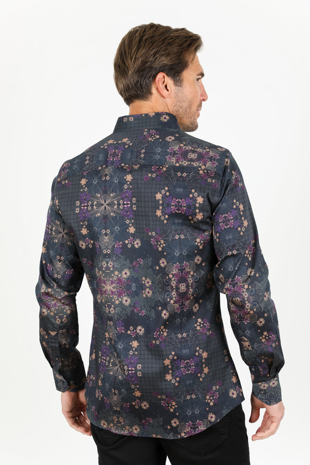 Floral Print Satin Shirt - Black – Platini Fashion