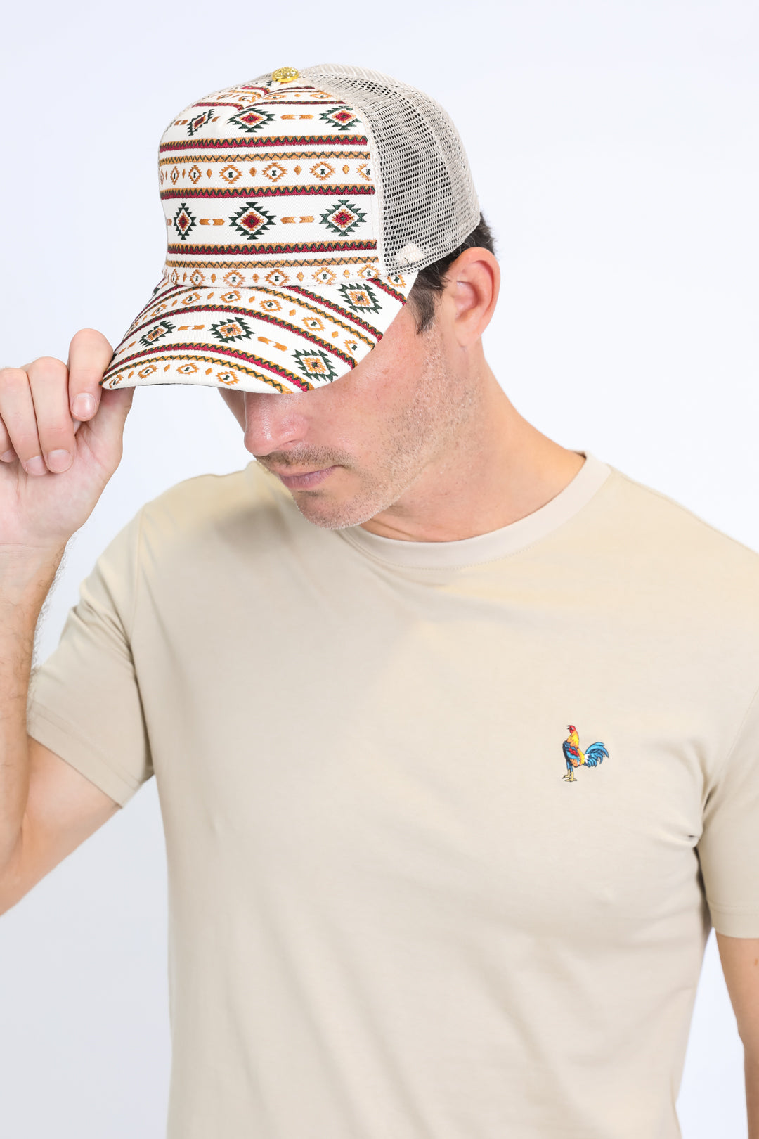 Mens Aztec Baseball Beige Cap