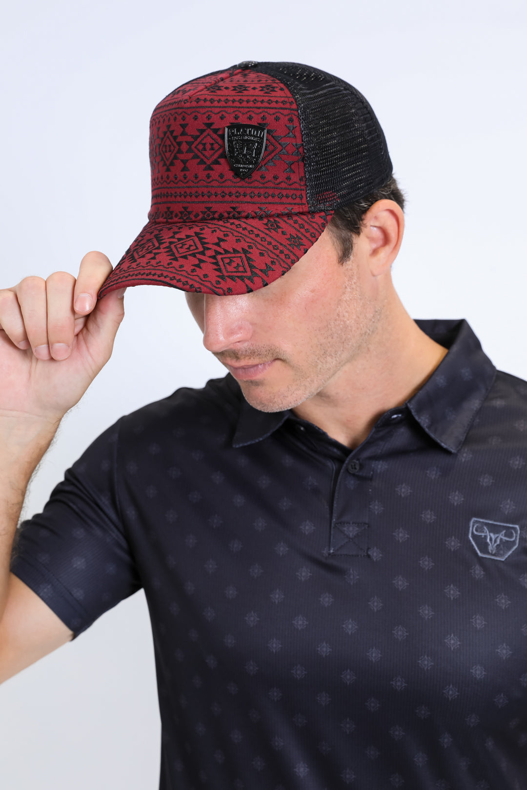 Mens Aztec Baseball Burgundy Cap