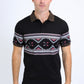 Men's Aztec Panoramic Print Black Polo