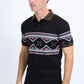 Men's Aztec Panoramic Print Black Polo