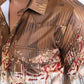 Mens Modern Fit Panoramic Foil Print Shirt - Beige