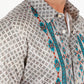 Mens Modern Fit Stretch Aztec Foiled Shirt - Beige