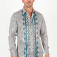 Mens Modern Fit Stretch Aztec Foiled Shirt - Beige