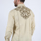 Mens Vintage Washed 2-tone Embroidery Modern Fit Stretch Shirt