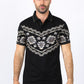 Men's Black Aztec Panoramic Print Polo