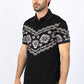 Men's Black Aztec Panoramic Print Polo