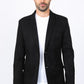 Men's Double Button Black Faux-Suede Blazer