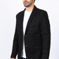 Men's Double Button Black Faux-Suede Blazer