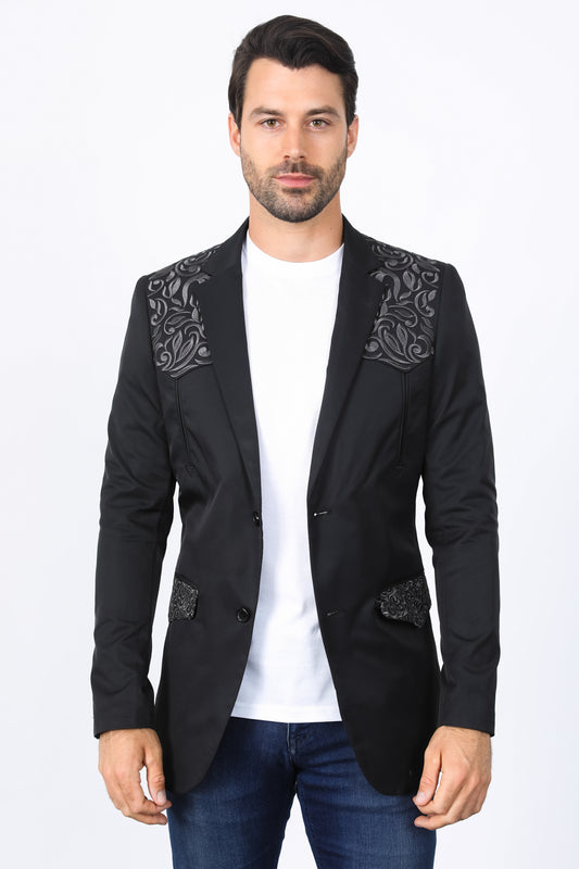 Mens Embroidery Fashion Blazer