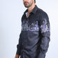 Mens Modern Fit Panoramic Foil Print Shirt - Black