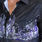 Mens Modern Fit Panoramic Foil Print Shirt - Black