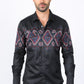 Mens Modern Fit Panoramic Foil Print Shirt - Black