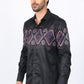 Mens Modern Fit Panoramic Foil Print Shirt - Black