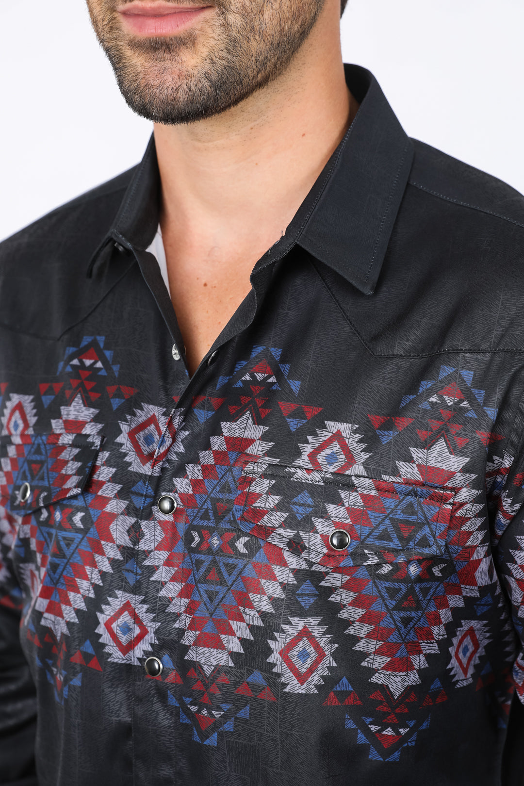 Mens Modern Fit Panoramic Foil Print Shirt - Black