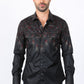 Mens Modern Fit Panoramic Foil Print Shirt - Black