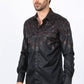 Mens Modern Fit Panoramic Foil Print Shirt - Black