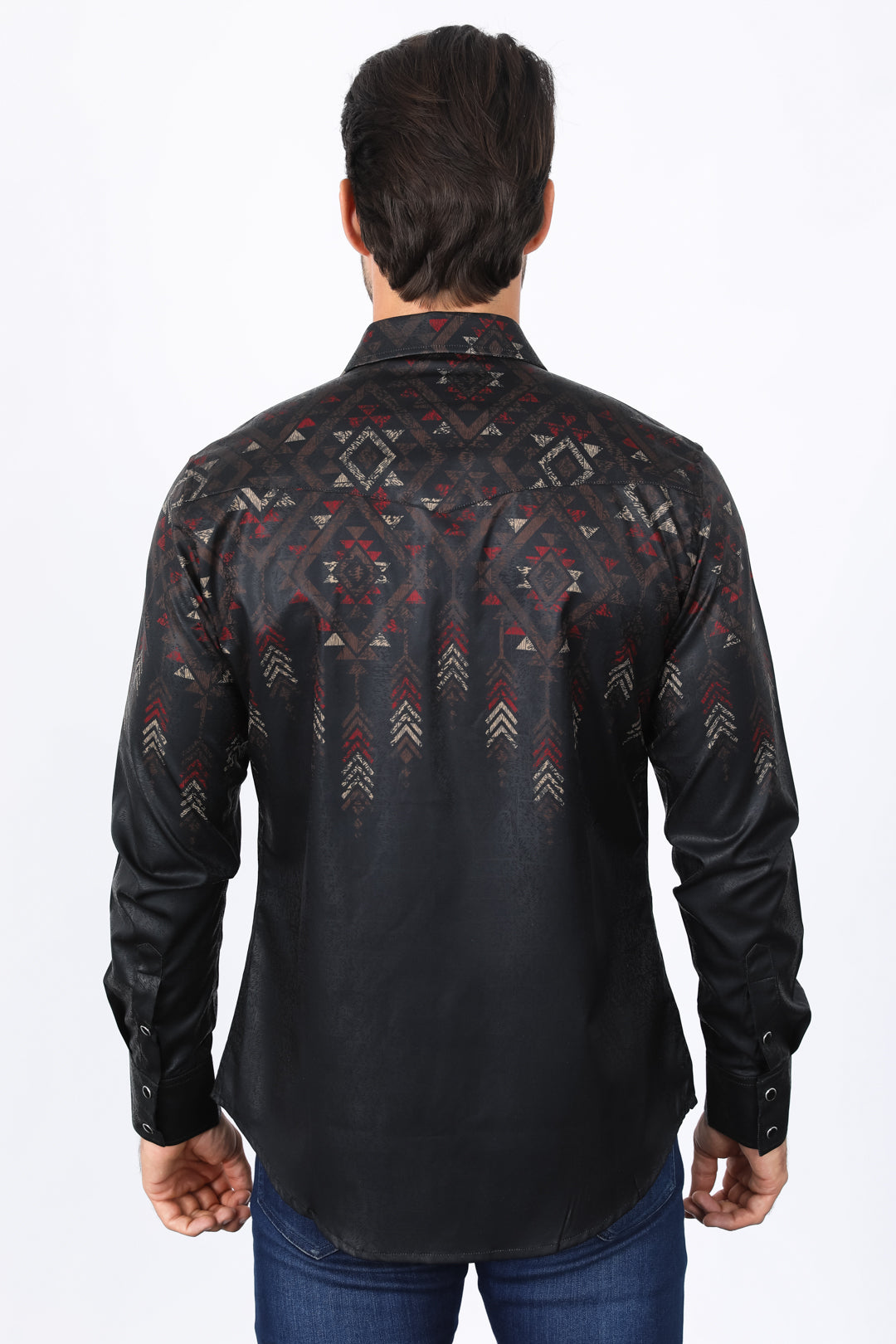 Mens Modern Fit Panoramic Foil Print Shirt - Black