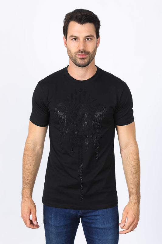 Mens Modern Fit Stretch Crystals T-Shirt