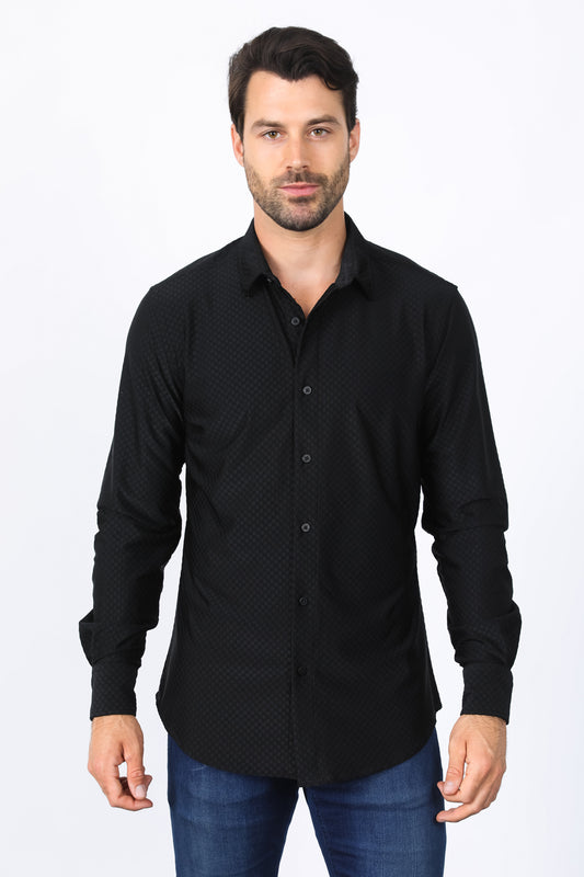 Men’s Modern Fit Stretch Dress Shirt - Black