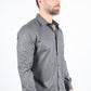 Mens Modern Fit Stretch Foiled Black Long Sleeve Shirt