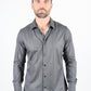 Mens Modern Fit Stretch Foiled Black Long Sleeve Shirt