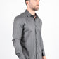 Mens Modern Fit Stretch Foiled Black Long Sleeve Shirt