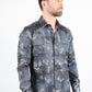 Mens Modern Fit Stretch Foiled Black Long Sleeve Shirt