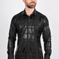 Mens Modern Fit Stretch Foiled Black Long Sleeve Shirt