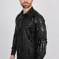 Mens Modern Fit Stretch Foiled Black Long Sleeve Shirt