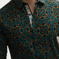 Small Print Satin Cotton/Spandex Long Sleeve Shirt