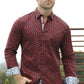 Small Print Satin Cotton/Spandex Long Sleeve Shirt