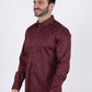 Small Print Satin Cotton/Spandex Long Sleeve Shirt