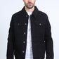 Mens Sherpa Lined Denim Jacket - Black